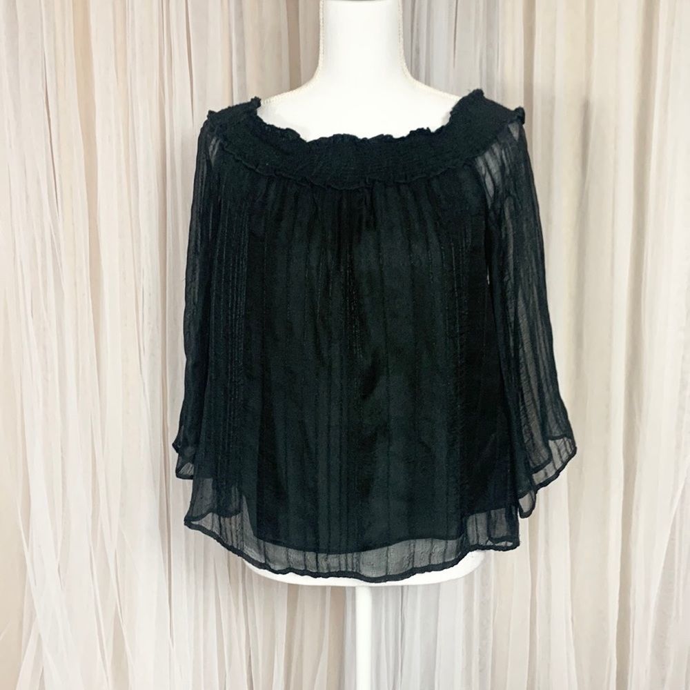 American Eagle black gauzy bell sleeve top